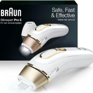 Braun IPL Long-Lasting Hair Removal for Women and Men, Silk Expert Pro 5 PL5137 with Venus Swirl Razor, Long-Lasting Reduction in Hair Regrowth for Body & Face, Corded, PL5137