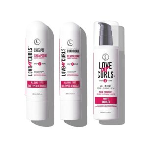 LUS (Love Ur Self) 3-Step System Shampoo and Conditioner Set with All-in-One Styler for Wavy Hair Nongreasy & Moisturizing - 8.5oz each